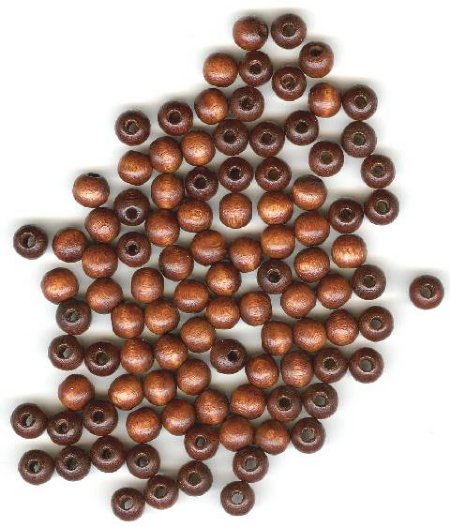 100 6mm Dark Brown Round Wood Beads