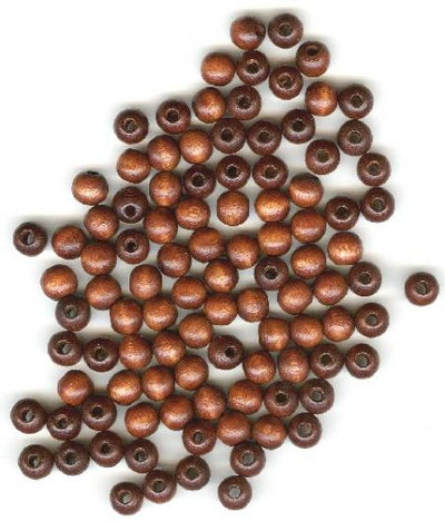 100 6mm Dark Brown Round Wood Beads