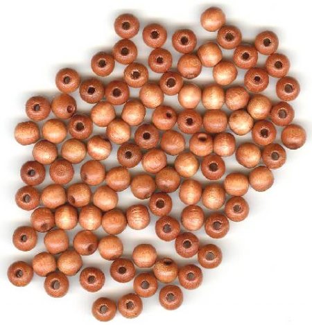 100 6mm Light Brown Round Wood Beads