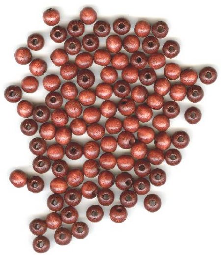 100 6mm Mahogany Round Wood Beads