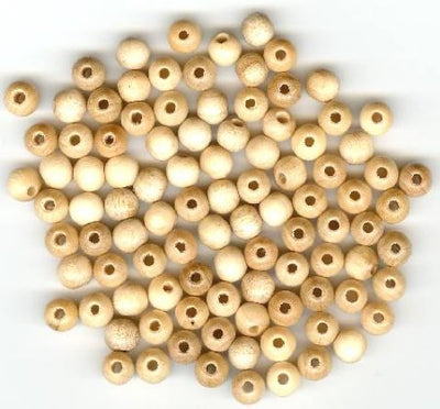 100 6mm Natural Round Wood Beads