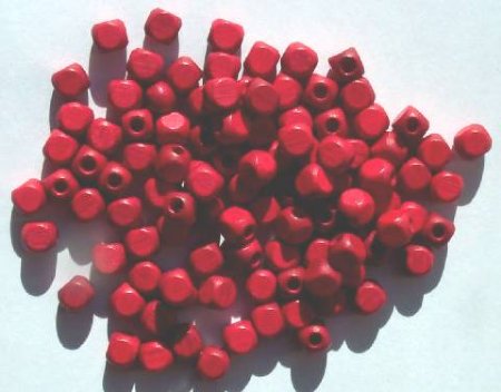 100 7mm Rounded Edge Red Cube Wood Beads