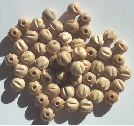 50 8mm Natural Ridged Round Wood Beads