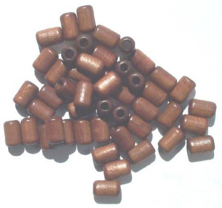 50 9x6mm Dark Brown Tubes (3mm hole) Wood Beads