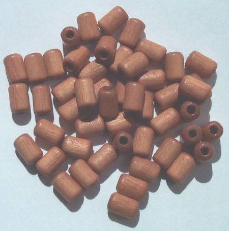 50 9x6mm Light Brown Tubes (3mm hole) Wood Beads