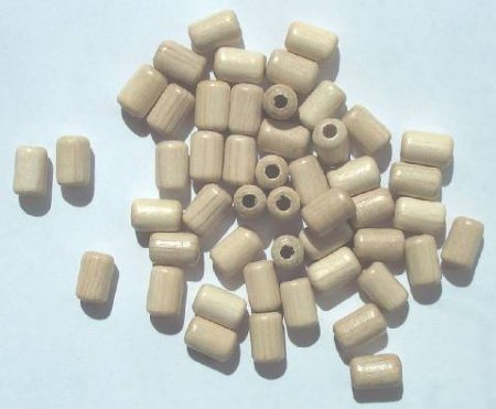50 9x6mm Natural Tubes (3mm hole) Wood Beads