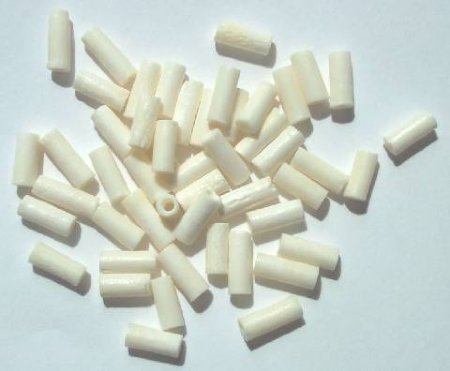 50 10x4mm White Tube Worked on Bone Beads