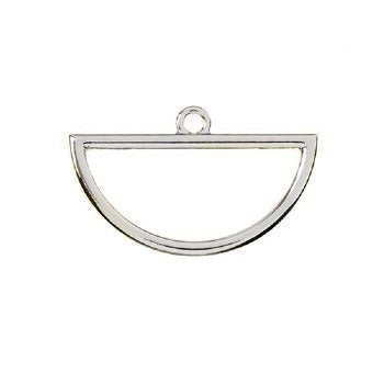 1, 18x30mm Beadwork Silver Plated Half Circle Pendant / Link