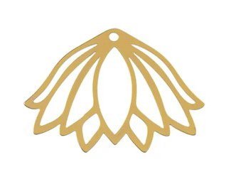 1, 24x34mm Beadwork Gold Plated Lotus Flower Pendant / Link