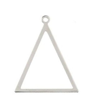 1, 34.5x27.5mm Beadwork Silver Plated Triangle Pendant / Link