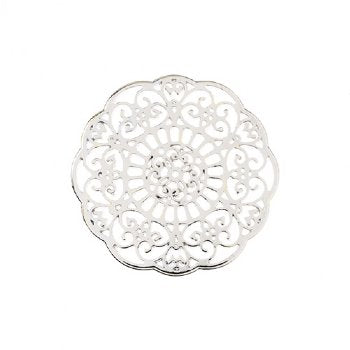 1, 31mm Beadwork Silver Plated Mandala Pendant / Link