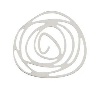 1, 32x30mm Beadwork Silver Plated Rose Pendant / Link