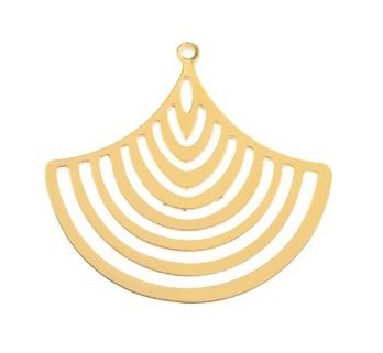 1, 33x35mm Beadwork Gold Plated Hollow Fan Pendant / Link