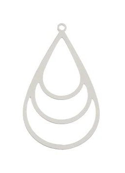 1, 36x21mm Beadwork Silver Plated Multi Teadrop Pendant / Link