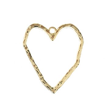 1, 38x33mm Beadwork Gold Plated Organic Heart Pendant / Link