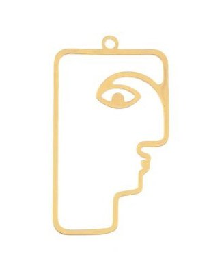1, 40.5x22.5mm Beadwork Gold Plated Face Pendant / Link