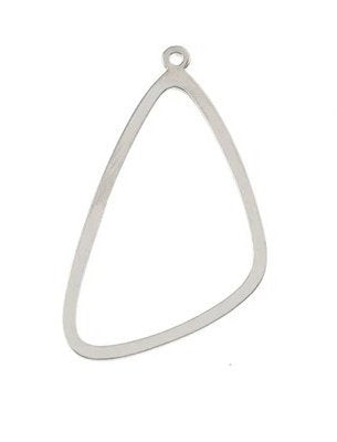 1, 40.5x22.5mm Beadwork Silver Plated Free Form Trianlge Pendant / Link