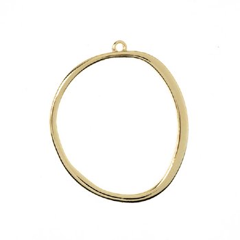 1, 40x34mm Beadwork Gold Plated Organic Circle Pendant / Link