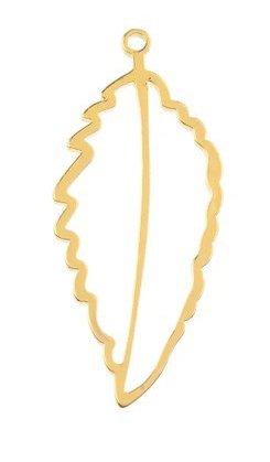 1, 41.5x18.5mm Beadwork Gold Plated Art Leaf Pendant / Link