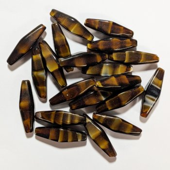 20 25x7mm Long Satin Topaz Tortoise Bicone Beads