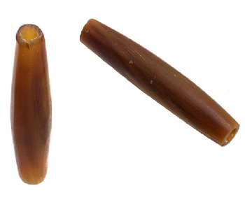 10 38mm Natural Horn Oval / Pipe Worked on Bone Beads
