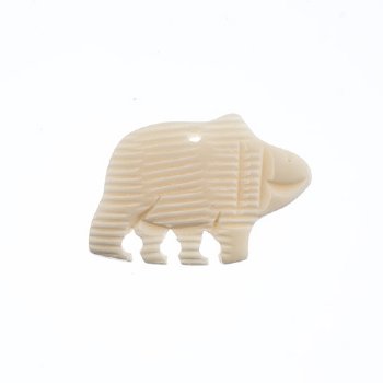 1, 23x32mm Carved White Walking Bear Worked on Bone Pendant