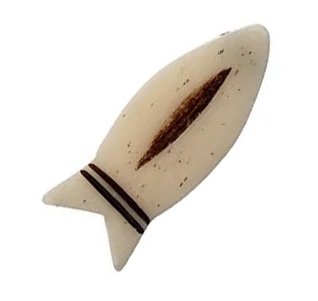 1, 40x15mm Antiqued Carved Fish Bead (Worked on Bone)