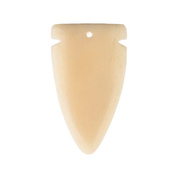 1, 59x33mm Carved Light Beige Arrowhead Worked on Bone Pendant