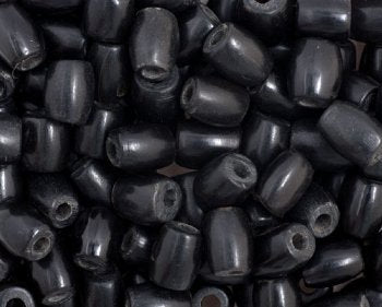 100 8x6mm Black Oval Worked on Bone Beads