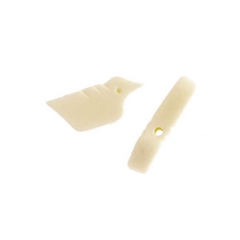 20 7x17mm White Carved Small Bird Worked On Bone Beads