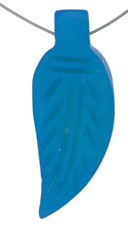 1 37x13mm Dyed Turquoise Feather Worked on Bone Pendant