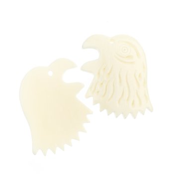 1, 41x313mm Carved White Eagle Head Worked on Bone Pendant