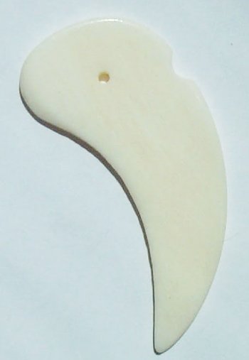 1 52x22mm White Carved Bear Claw Worked on Bone Pendant