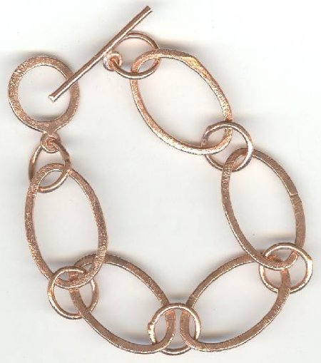 1 7.5 Inch Bright Copper Plated Large Link Bracelet with Toggle Clasp