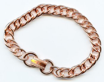 1 7.5 Inch Bright Copper Plated Double Curb Link Bracelet with Fold Over Clasp