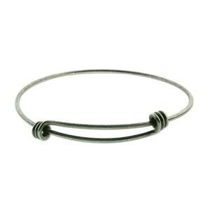 Expandable Antique Silver Wire Charm Bracelet