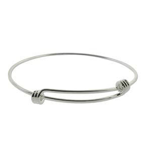 Expandable Bright Silver Wire Charm Bracelet