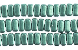50 6x3mm Arcadia Saturated Metallic Two Hole Glass Brick Beads