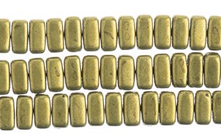 50 6x3mm Meadowlark Saturated Metallic Two Hole Glass Brick Beads