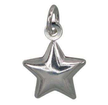 1 13mm Puffed Sterling Silver Star Charm Pendant