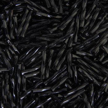 25 Grams 15mm Opaque Black Twisted Bugle Beads