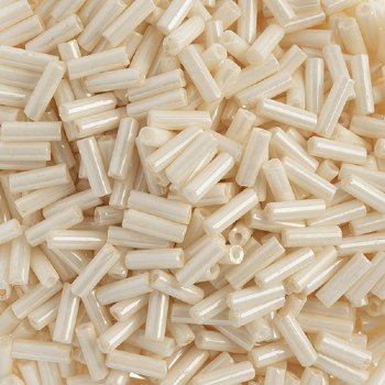 50g #3 Opaque Eggshell Bugle Beads