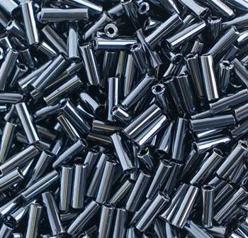 50g #3 Metallic Gunmetal Bugle Beads