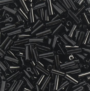 50g #3 Bugle Opaque Black Bugle Beads