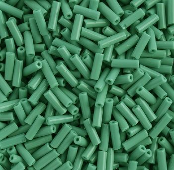 50g #3 Bugle Opaque Green Bugle Beads