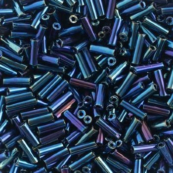 50 Grams of #3 Opaque Navy AB Bugle Beads