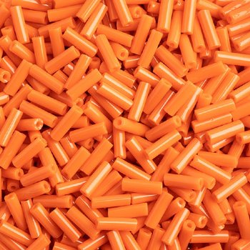 50g #3 Bugle Opaque Orange Bugle Beads