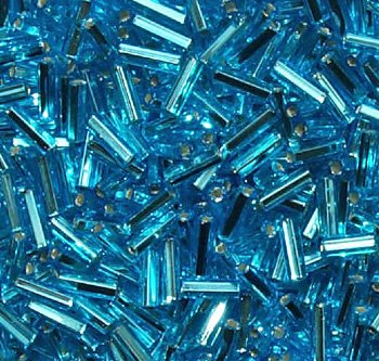 50g #3 Silver Lined Aqua Bugle Beads