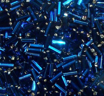 50g #3 Silver Lined Dark Aqua Bugle Beads