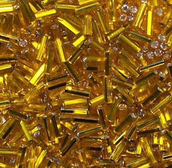 50g #3 Silver Lined Golden Yellow Bugle Beads